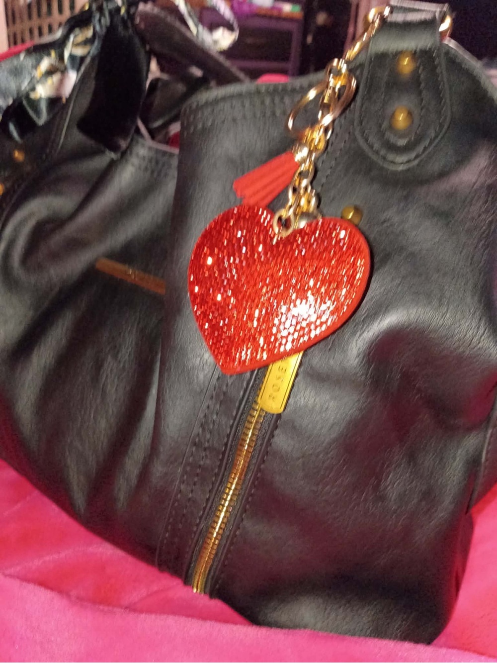 Rosetti Black Shoulder Bag with Red Heart Charm - Picture 3 of 8